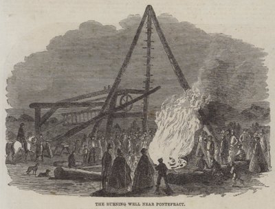 De brandende bron bij Pontefract (gravure) door English School