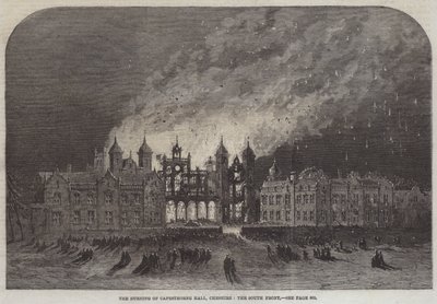 De Brand van Capesthorne Hall, Cheshire, de Zuidelijke Voorzijde door English School