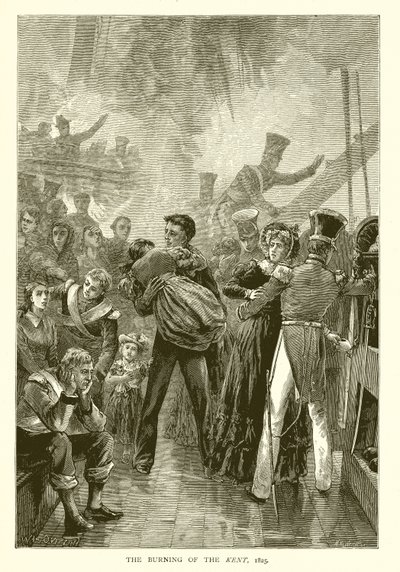 De brand van de Kent, 1825 door English School