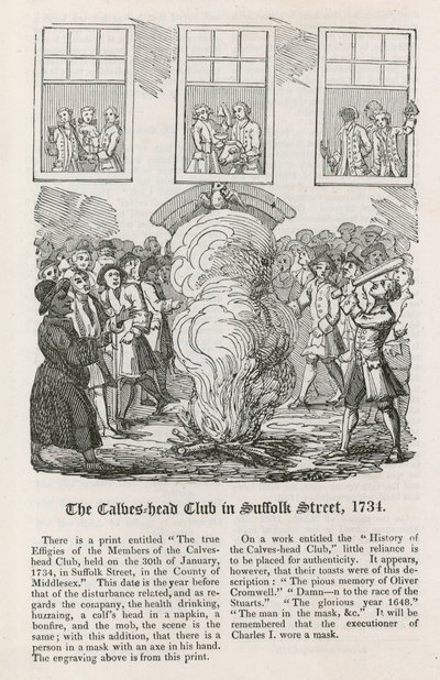 De Calves Head Club in Suffolk Street, 1734 door English School