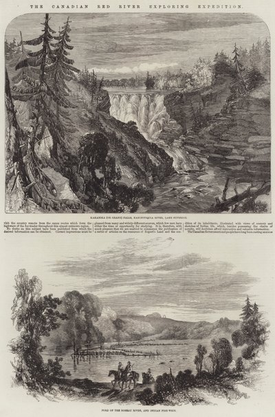 De Canadese Red River Verkenningsexpeditie (gravure) door English School