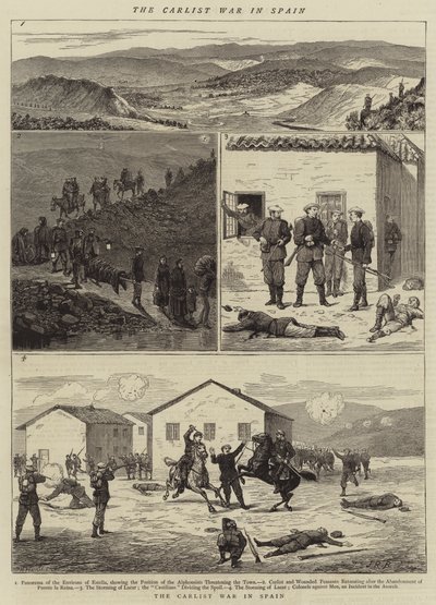 De Carlist oorlog in Spanje (gravure) door English School
