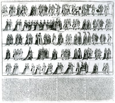 De Ceremonie van het Huwelijk van de Prinses Royal met de Prins van Oranje, 1734 door English School