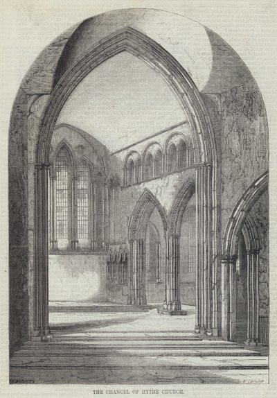 Het koor van Hythe Church door English School