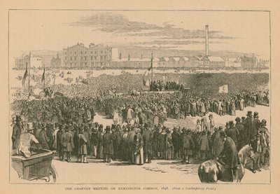 De Chartist bijeenkomst op Kennington Common in 1848 door English School