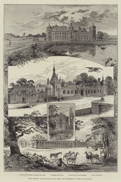 Het Chateau de Chantilly, nabij Parijs, de residentie van de Duc d