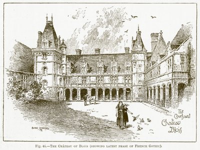 Het kasteel van Blois (met de laatste fase van de Franse gotiek) (gravure) door English School