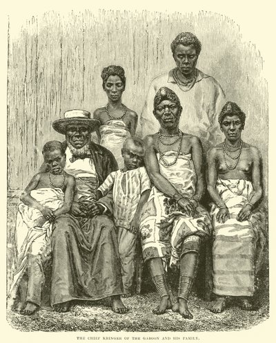 De Chief Kringer van de Gabon en zijn familie door English School