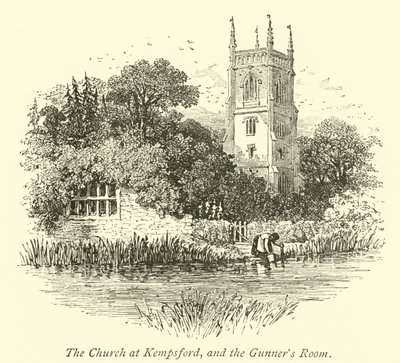 De kerk van Kempsford en de kanonnierskamer door English School