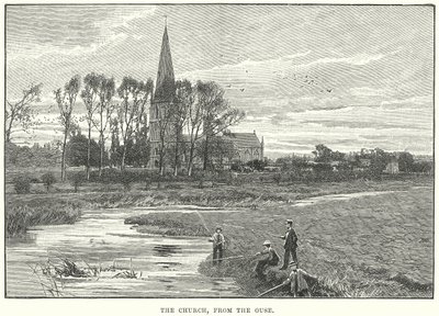 De kerk, vanaf de Ouse (gravure) door English School