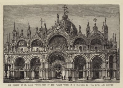 De kerk van San Marco, Venetië, uitzicht op de gevel die men van plan is af te breken en opnieuw op te bouwen door English School