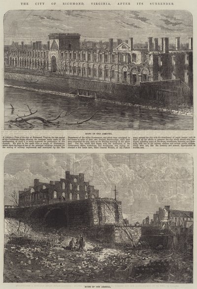 De Stad Richmond, Virginia, na de Overgave (gravure) door English School