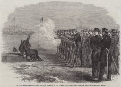 De burgeroorlog in Amerika, executie van een deserteur in het federale kamp, Alexandria door English School
