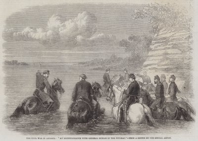 De Burgeroorlog in Amerika, "Mijn Verkenning met Generaal Sickles aan de Potomac" door English School