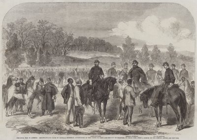 De burgeroorlog in Amerika, verkenning door generaal Stoneman, vergezeld door de graaf van Parijs en de hertog van Chartres, naar Cedar Run door English School