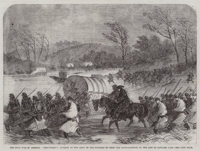 De burgeroorlog in Amerika, mislukte poging van het leger van de Potomac om de Rappahannock over te steken op 20 januari laatstleden door English School