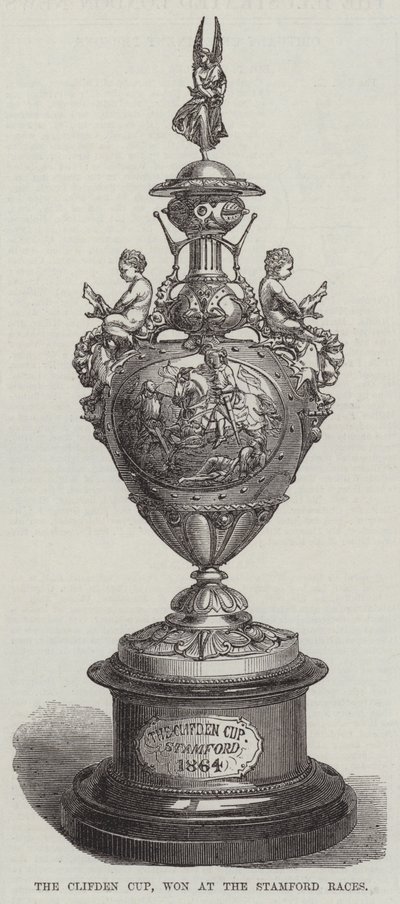 De Clifden Cup, gewonnen bij de Stamford Races (gravure) door English School