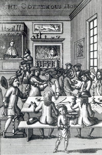 De koffiehuis menigte, door Edward Ward, uit Vulgus Britannicus door English School