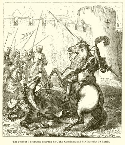 Het Gevecht tussen Sir John Copeland en Sir Lancelot de Lorris door English School