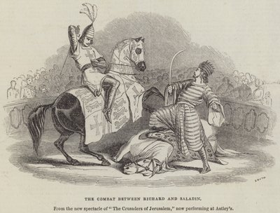 Het Gevecht tussen Richard en Saladin (gravure) door English School