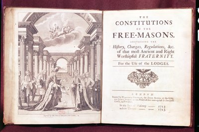 De Constituties van de Vrijmetselaars door Dr. James Anderson (c.1680-1739) gepubliceerd in Londen 1723 door English School