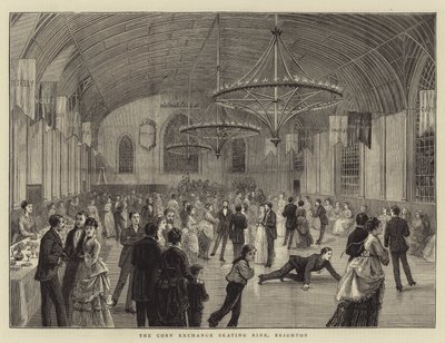 De Corn Exchange Schaatsbaan, Brighton (gravure) door English School