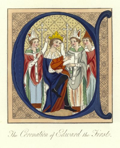 De kroning van koning Edward I van Engeland, 1274 door English School