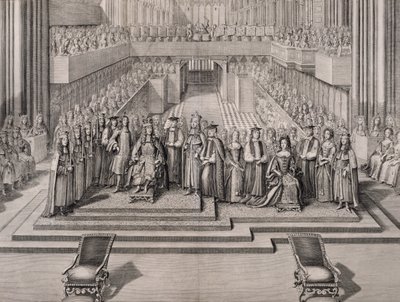 De Kroning van Koning James II (1633-1701) en zijn tweede vrouw Mary van Modena (1658-1718) 1685 door English School