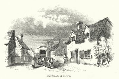 Het huisje in Elstow (gravure) door English School