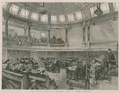 De County Council in zijn nieuwe huis in Spring Gardens, Londen door English School