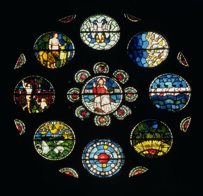 Het Scheppingsraam, ontworpen door Philip Webb, William Morris en Edward Burne-Jones, 1861 door English School
