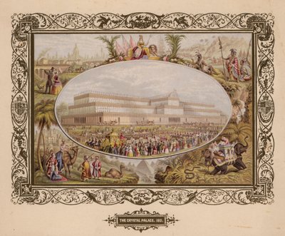 Het Crystal Palace, 1851, De Grote Tentoonstelling, Hyde Park, Londen door English School