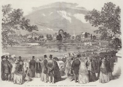 Het Crystal Palace, in Sydenham, zoals het eruit zal zien wanneer voltooid (gravure) door English School