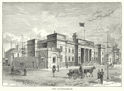 Het Douanehuis (gravure) door English School