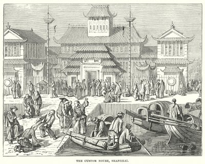 Het douanekantoor, Shanghai (gravure) door English School