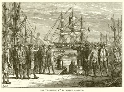 De Dartmouth in de Haven van Boston door English School