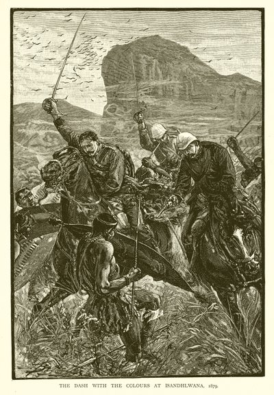 De Sprint met de Kleuren bij Isandhlwana, 1879 door English School