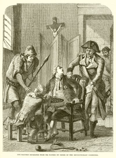 De Dauphin gescheiden van zijn vader op bevel van het Revolutionaire Comité door English School