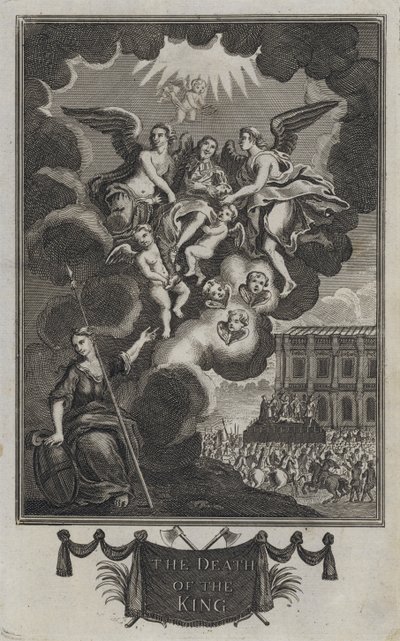 De dood van de koning (gravure) door English School