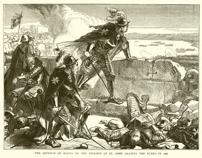 De verdediging van Malta door de ridders van Sint-Jan tegen de Turken in 1565 door English School