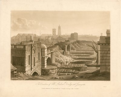De sloop van de oude London Bridge, 26 januari 1832 door English School