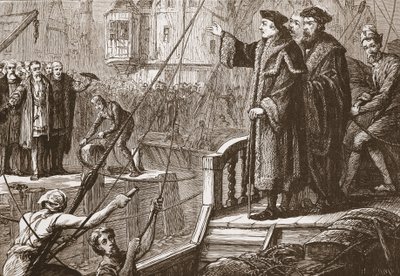 Het vertrek van Erasmus uit Bazel, illustratie uit De Geschiedenis van het Protestantisme door James Aitken Wylie, gepubliceerd in 1878 door English School