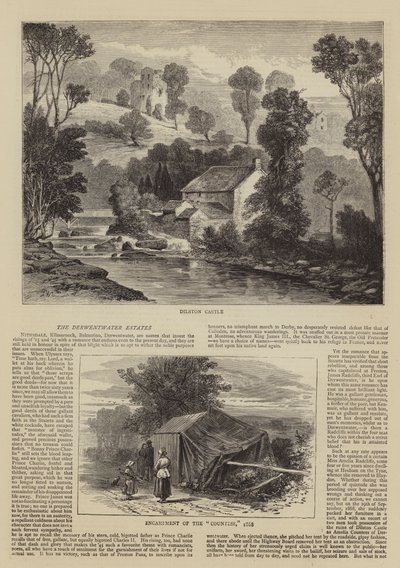 De Derwentwater-landgoederen (gravure) door English School