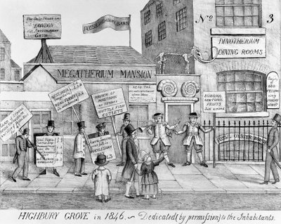De Dinotherium Eetkamers van Highbury Grove, 1846 door English School