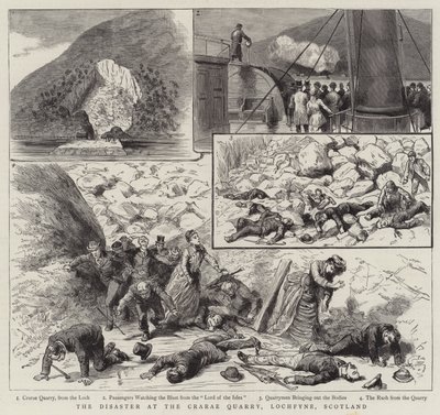 De Ramp bij de Crarae Steengroeve, Lochfyne, Schotland (gravure) door English School