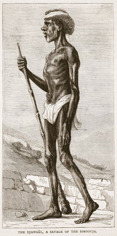 De Djangal, een wilde van de Sirgouja, illustratie uit Cassells Geïllustreerde Geschiedenis van Engeland door English School