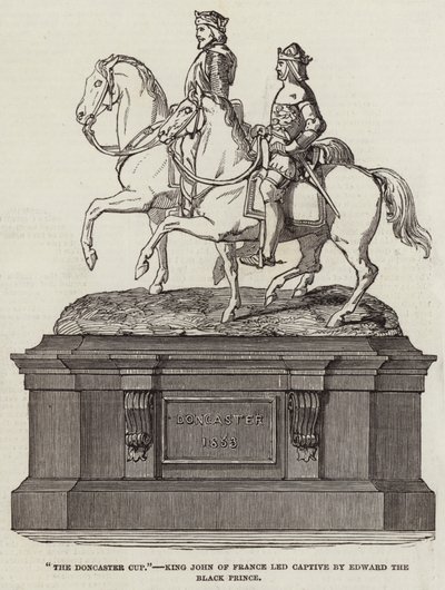 "De Doncaster Cup", koning Jan van Frankrijk gevangen genomen door Edward de Zwarte Prins (gravure) door English School