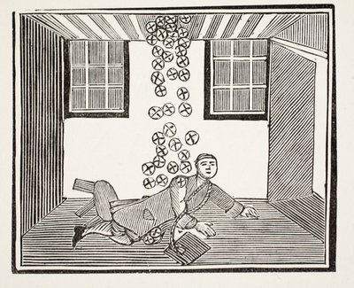 De erfenis van de dronkaard, illustratie uit Chap-books of the Eighteenth Century door John Ashton, uitgegeven 1882 door English School