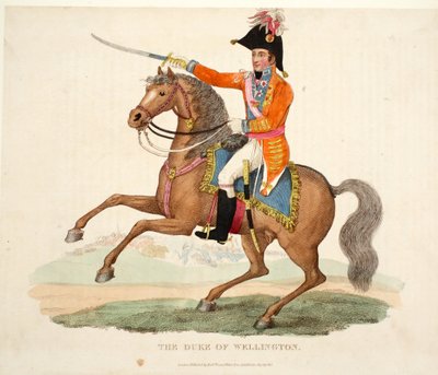 De Hertog van Wellington, uitgegeven door Richard Evans, gegraveerd door Romney, illustratie uit Een Historisch Verslag van de Slag bij Waterloo door William Mudford, 1816 door English School