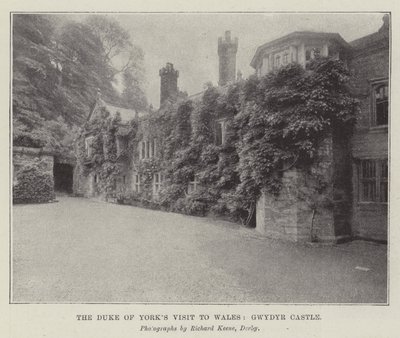 Het bezoek van de hertog van York aan Wales, Gwydyr Castle (gravure) door English School